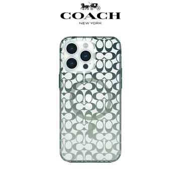 COACH iPhone 15系列 i17e/16e/15/14/13 MagSafe 手機殼 軍綠經典大C