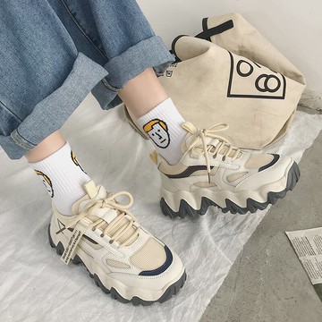運動鞋女2020新款秋季百搭網紅鞋子顯腳小休閑鞋厚底老爹鞋ins潮