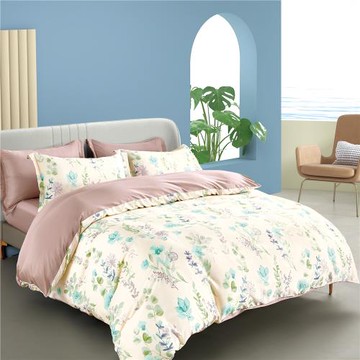 【卓瑩】天絲40S印花-小清新床包5件組-5x6.2呎