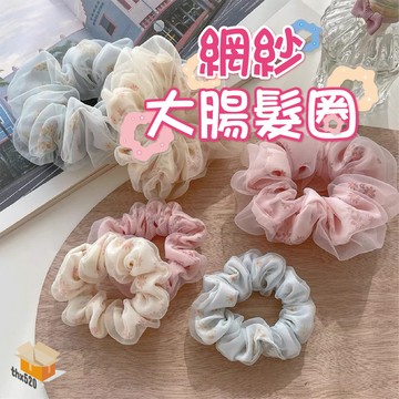 【台灣現貨】網紗大腸髮圈 超仙網紗大腸髮圈 浪漫大腸圈 丸子頭 丸子頭髮圈 髮飾 碎花大腸圈 髮束 丸子頭 髮圈