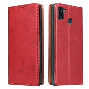 Fierre Shann 真皮紋 Samsung Galaxy M11 (6.4吋) 錢包支架款 磁吸側掀 手工PU皮套保護殼