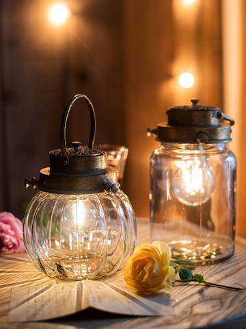 掬涵懷舊瓶子風燈小夜燈臺燈派對餐桌面擺件裝飾夢幻燭臺庭院別墅