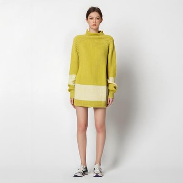 Jil Sander 本人期07AW芥末黃秋冬立體廓形裁剪半高領針織衫 IT34