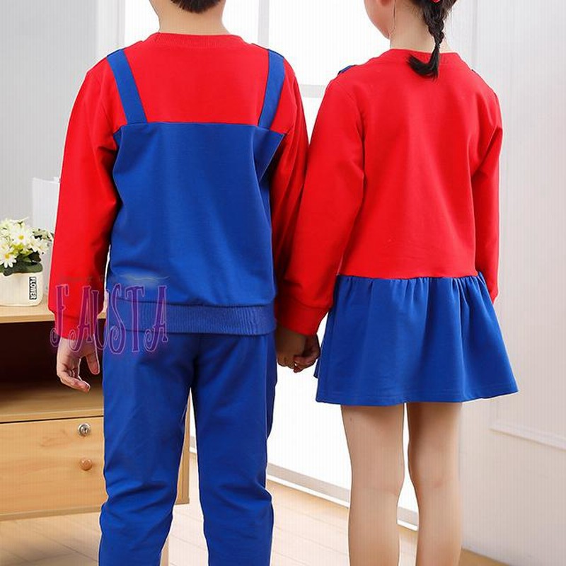 マリオ コスプレ 帽子付き 子供 マリオ服 キッズコスプレ 上下 マリオ コスプレ 帽子付き 子供 マリオ服 キッズコスプレ 上下