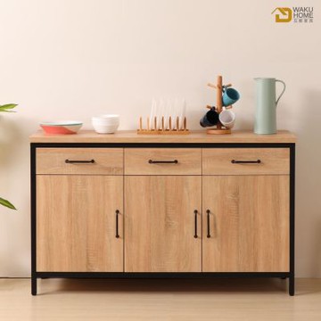 WAKUHOME 瓦酷家具格萊斯原切木輕工業風4.5尺餐櫃-寬136.2*深45.3*高84.2