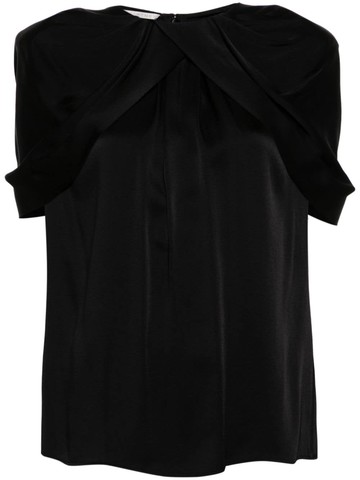 Stella McCartney - cape-detail satin blouse - women - Sustainable Viscose/Acetate - 38 - Black