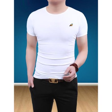 夏季男士新款短袖t恤男裝圓領韓版黑白純色緊身T打底衫健身青年潮