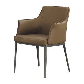 Boden-艾爾西工業風皮革休閒單人椅/扶手餐椅/商務洽談椅/房間椅-58x60x81cm