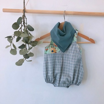 島森家  / 孩子的大山系列 /包屁服/露營夥伴(灰藍格紋)
