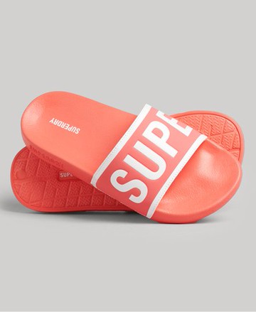 Superdry Women's Women's Core Pool Sliders Cream / Hyper Fire Coral/Optic - Size: M