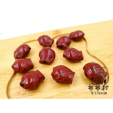魚魚硃砂串珠 散珠 穿搭手鍊配件 文藝飾品配件 文玩小物