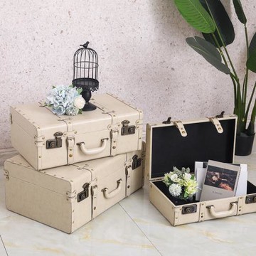 民國復古手提箱美式純色懷舊老式仿古行李箱手提攝影道具陳列皮箱