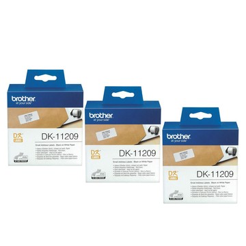 BROTHER DK-11209 定型標籤帶 ( 29x62mm 白底黑字 ) 耐久型紙質(3入組)
