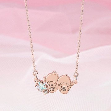 【客製化禮物】KikiLala訂製系列-雙子星星光燦爛誕生石純銀項鍊