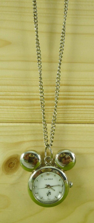 【震撼精品百貨】米奇/米妮 Micky Mouse 項鍊錶-頭形造型錶面-銀色【共1款】 震撼日式精品百貨