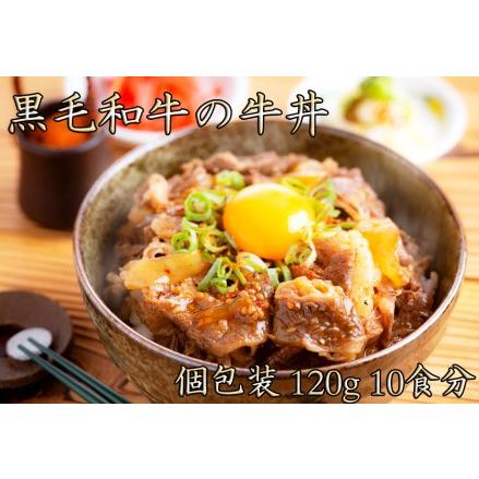 ふるさと納税 レンジで簡単調理！国産 黒毛和牛の牛丼　計1.2kg(120g×10)   牛丼の具     国産 黒毛和牛 お肉 柔らかい カルビ肉 ジューシ.. 奈良県広陵町