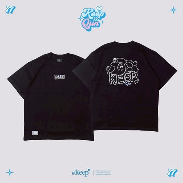 #KEEP x QUN 聯名款 TEE 黑色 VEGOUT CAT 印花 短T 男女款【KS193-BK】峮峮
