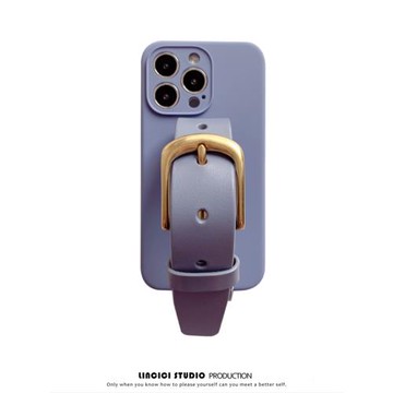 薰衣草灰真皮帶扣手腕蘋果17 16 iPhone 15pro 13 14promax植鞣蘋果手機殼mate6012明星高級設計感極簡軟殼
