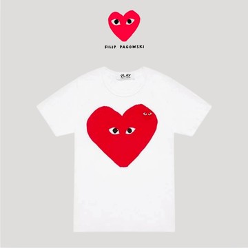 【other more 特選潮流】日本製 川久保玲 COMME Des GARCONS 刺繡小眼睛紅心LOGO印花T恤