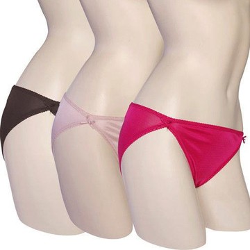 桑緹絲100%蠶絲雙蝶高叉內褲3件