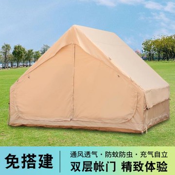 充氣帳篷戶外野營過夜防雨加厚露營防風防曬屋型屋脊