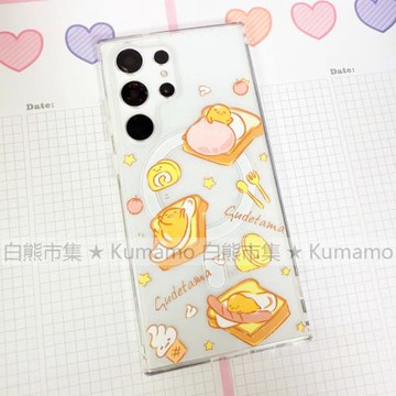 適用三星s22ultra/s23/s23ultra/s24/s24ultra/s25ultra手機殼MagSafe磁吸支架透明保護套吐司面包蛋黃哥雞蛋