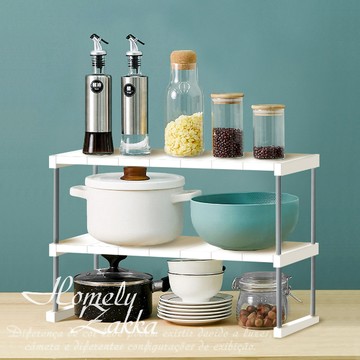 【Homely Zakka】日式簡約多功能雙層置物架/碗盤架/調味架/瀝水收納架_2色任選(加長款)