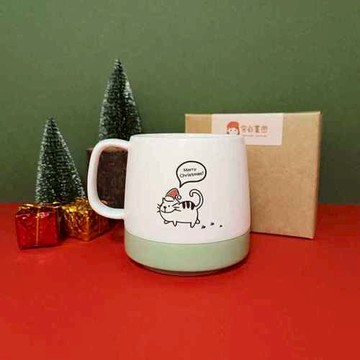 客自畫｜聖誕貓咪磨砂杯