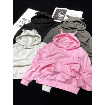 CCA自制jennie同款小惡魔oversize衛衣惡魔角連帽大版上衣外套女