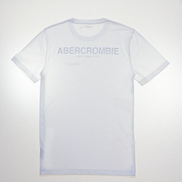 A&F 文字印刷大LOGO背殺設計短T 白色 AF-123-238-3051-100