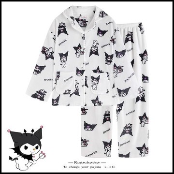 朱志鑫同款庫洛米珊瑚絨睡衣女秋冬季加絨加厚法蘭絨情侶家居服天