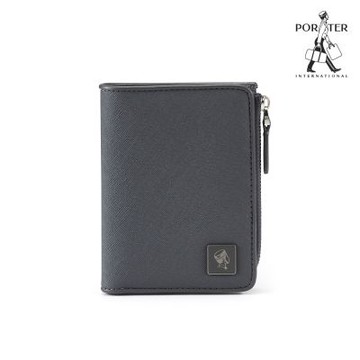 PORTER INTERNATIONAL - 法式精緻BEND真皮雙折零錢短夾 - 沉靜灰
