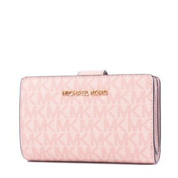 MICHAEL KORS 緹花LOGO防刮釦式中夾-霧粉