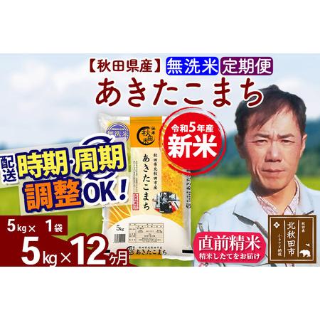 ふるさと納税 《定期便12ヶ月》＜新米＞秋田県産 あきたこまち 5kg(5kg小分け袋) 令和5年産 お届け時期選べる 隔月お届けOK お米 み.. 秋田県北秋田市