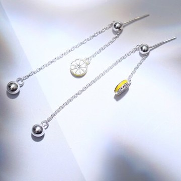 925純銀耳環檸檬耳飾-長款時尚清新可愛女飾品73qo73【獨家進口】【米蘭精品】
