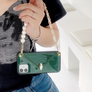 蘋果12手機殼女款手鏈卡包式12pro網紅高端帶掛繩12promax創意零錢包閃粉蛇頭個性手提包iPhone12保護套新款