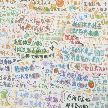 △ 語錄貼紙 △ 120貼ins可愛 勵誌文字 貼紙裝飾圖案手賬創意手機貼畵 勵誌文字 貼紙桃園出貨🎉