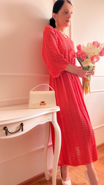蕾絲針織洋裝 手工編織長洋裝 春夏女款洋裝