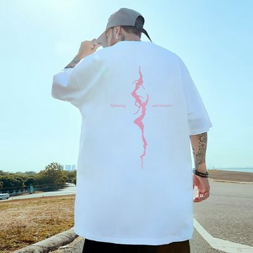 M-8XL 印花短袖男 大尺碼短袖上衣 美式復古短袖T恤男 夏季潮牌寬松大碼 圓領上衣大碼 五分袖 短袖男 情侶T恤男女