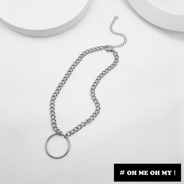 現貨C/個性暗黑頸鍊/大圈圈鍊條項鍊/不銹鋼/質感帥氣/陷阱妹/圈環choker/鋼飾/鈦鋼項鍊