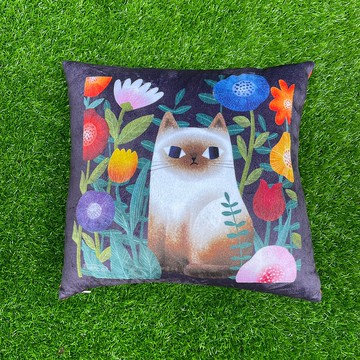 【Flora原創設計】花喵 | 38*38cm 方形抱枕(含枕心)