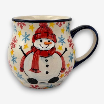 波蘭手繪手工陶-胖胖杯 350ml 聖誕雪人系列