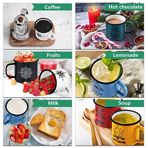 16 Oz Enamel Mug Coffee Cup Set of 6, PP CHEF Camping Enamel Mug with Patt