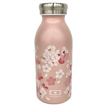 monbento 不銹鋼真空牛奶瓶 304不鏽鋼內膽 雙層真空保溫保冷12小時 少女配色  夢幻粉櫻  350ml  1個