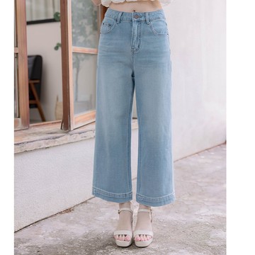 【初夏新品】HS 小愛心直筒牛仔褲 淺藍