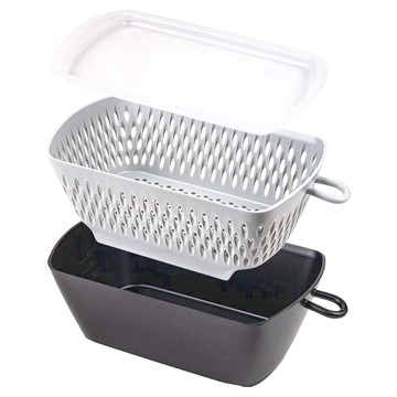 AKEBONO 曙產業 多功能附蓋可微波濾水調理盒 740ml 日本製造  灰色  1個