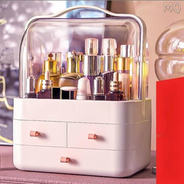全新 ??收納盒 收納箱 防塵化妝品收納盒 置物架 桌面護膚品口紅梳妝臺 化妝箱 手提收納盒 收納盒 化妝品收納盒 化