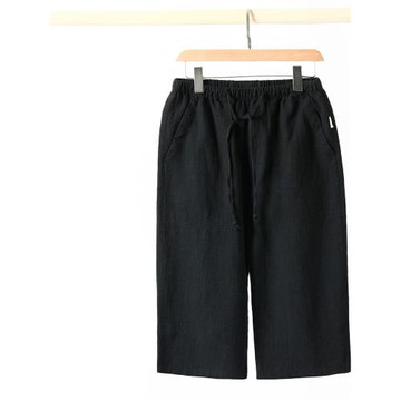 苧麻棉夏季薄款男士休閑運動七分褲男短褲直筒寬松中年休閑中褲麻