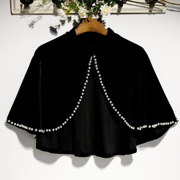 新款復古釘珠百搭時尚短款小外套搭配旗袍寬松斗篷搭配吊帶坎肩女