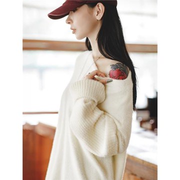 馬登仿羊絨軟糯慵懶新年毛衣白色兔毛秋冬內搭針織衫日系上衣女